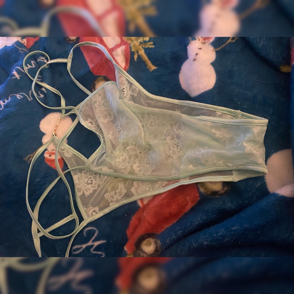 SavagexFenty Strap Up Lace Undie in Mint 2x SOLD OUT COLLECTIBLE NWOT never worn - Picture 3 of 4